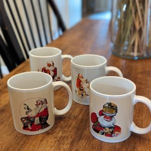 4 Norman Rockwell Christmas Mugs